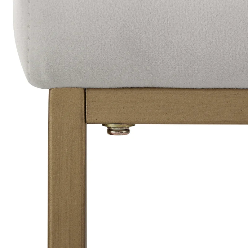 Sgabello da bancone in velluto crema/grigio, base a slitta moderna, set da 2