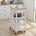 Carrello da cucina mobile bianco con cassetto e armadietto