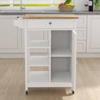 Carrello da cucina mobile bianco con cassetto e armadietto
