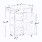 Carrello da cucina mobile bianco con cassetto e armadietto