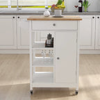 Carrello da cucina mobile bianco con cassetto e armadietto