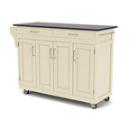Carrello Cucina Mobile Bianco con Piano in Granito Nero, Montaggio per 1 Persona