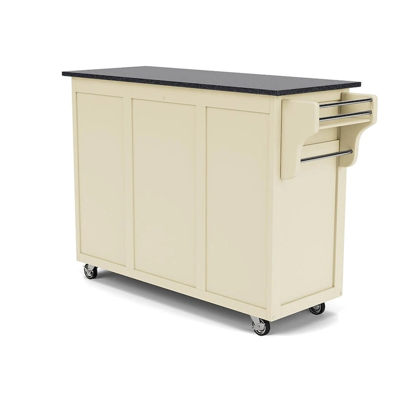 Carrello Cucina Mobile Bianco con Piano in Granito Nero, Montaggio per 1 Persona