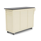 Carrello Cucina Mobile Bianco con Piano in Granito Nero, Montaggio per 1 Persona