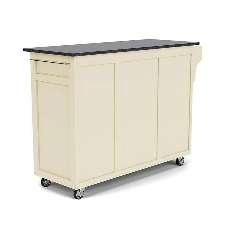 Carrello Cucina Mobile Bianco con Piano in Granito Nero, Montaggio per 1 Persona