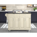Carrello Cucina Mobile Bianco con Piano in Granito Nero, Montaggio per 1 Persona