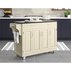 Carrello Cucina Mobile Bianco con Piano in Granito Nero, Montaggio per 1 Persona