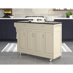 Carrello Cucina Mobile Bianco con Piano in Granito Nero, Montaggio per 1 Persona