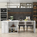 Isola da cucina bianca con tavolo da pranzo e contenitore, 4-6 posti a sedere