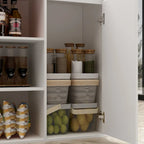 Isola da cucina bianca con tavolo da pranzo e contenitore, 4-6 posti a sedere