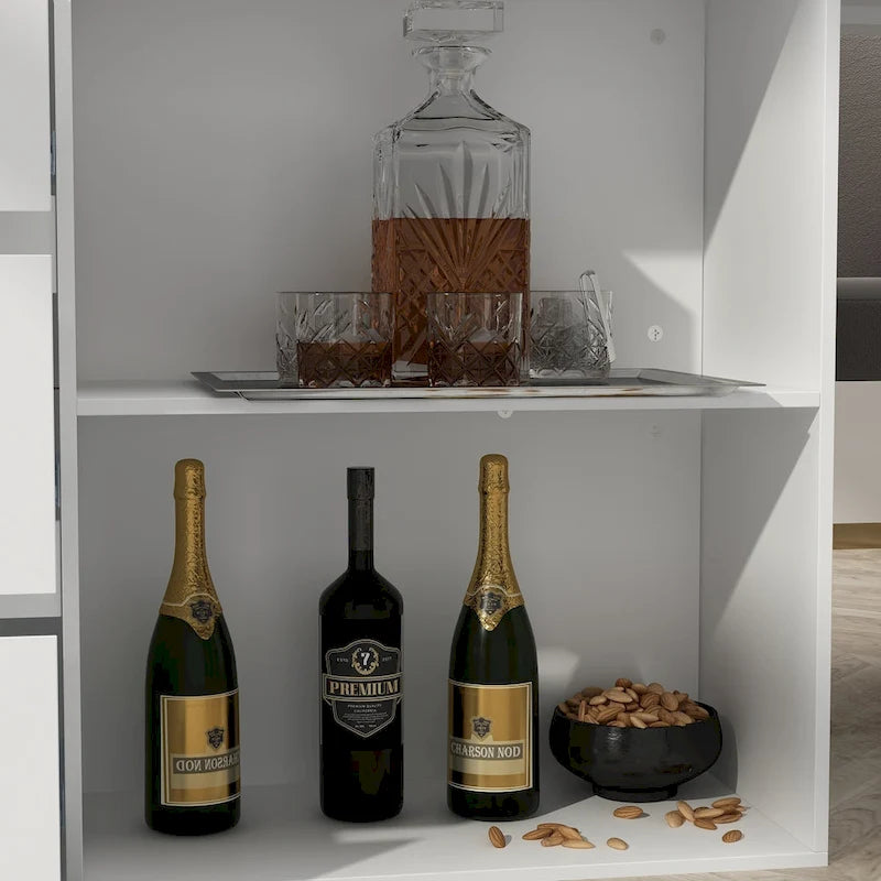 Isola da cucina bianca con tavolo da pranzo e contenitore, 4-6 posti a sedere