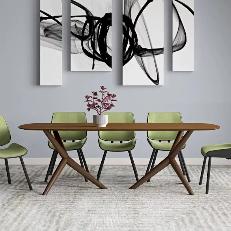 Tavolo da pranzo rettangolare marrone, 8 posti a sedere