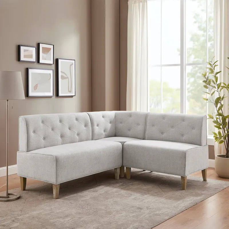 Banquette d’angle rembourrée en similicuir, de style ferme moderne