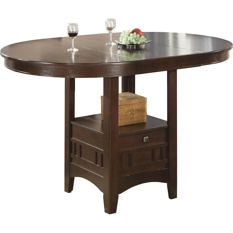 Tavolo da pranzo in stile bancone rotondo-ovale Espresso con piedistallo contenitore, 4-6 posti