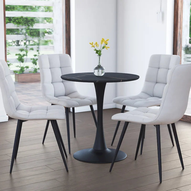 Tavolo bistrot rotondo a piedistallo da 28", marrone/grigio oro/nero, 3 posti a sedere