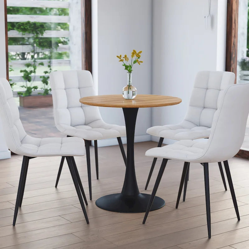 Tavolo bistrot rotondo a piedistallo da 28", marrone/grigio oro/nero, 3 posti a sedere