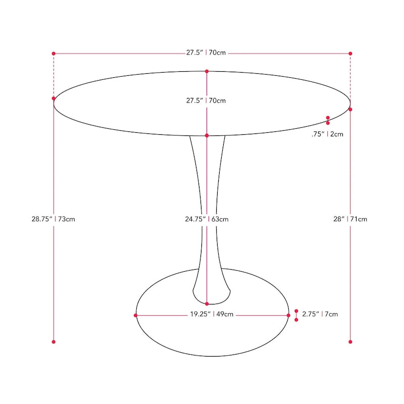 Tavolo bistrot rotondo a piedistallo da 28", marrone/grigio oro/nero, 3 posti a sedere
