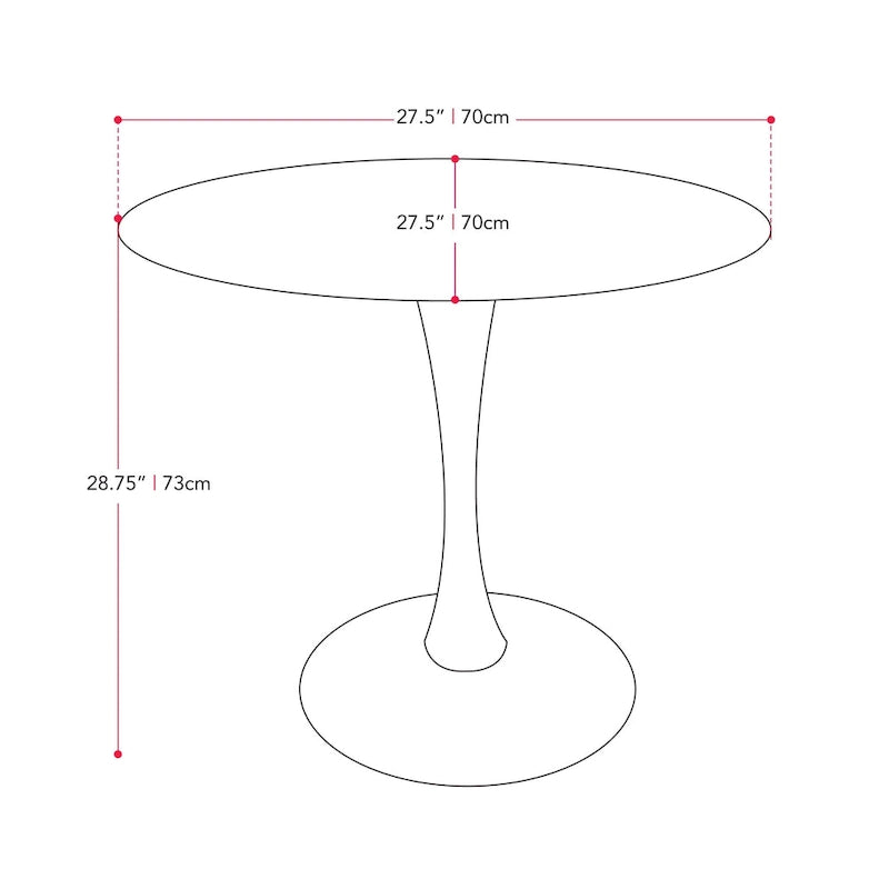 Tavolo bistrot rotondo a piedistallo da 28", marrone/grigio oro/nero, 3 posti a sedere