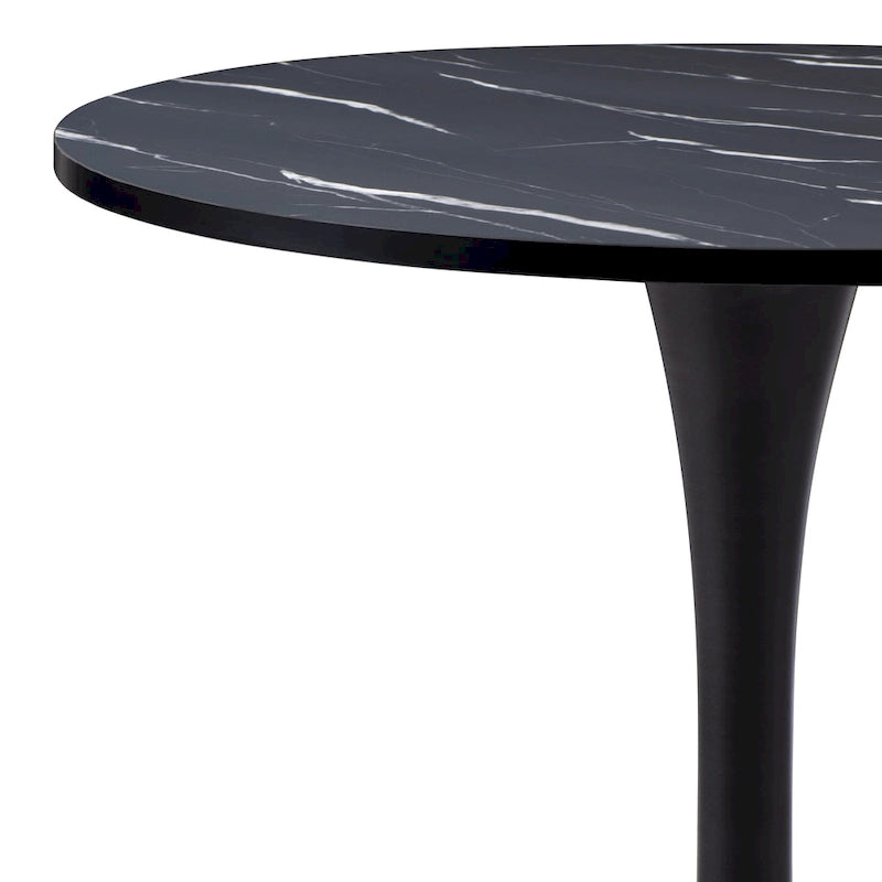 Tavolo bistrot rotondo a piedistallo da 28", marrone/grigio oro/nero, 3 posti a sedere