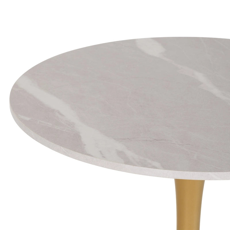 Tavolo bistrot rotondo a piedistallo da 28", marrone/grigio oro/nero, 3 posti a sedere