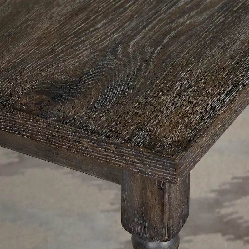 Tavolo da pranzo rettangolare con gambe tornite, 6 posti, in Grigio Patinato / Marrone Rustico / Legno Flottato