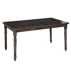 Tavolo da pranzo rettangolare con gambe tornite, 6 posti, in Grigio Patinato / Marrone Rustico / Legno Flottato