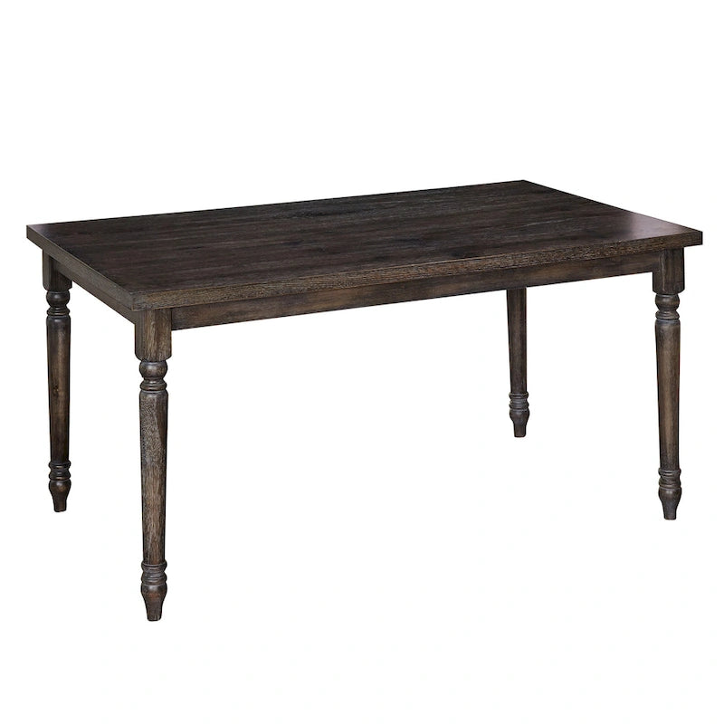 Tavolo da pranzo rettangolare con gambe tornite, 6 posti, in Grigio Patinato / Marrone Rustico / Legno Flottato