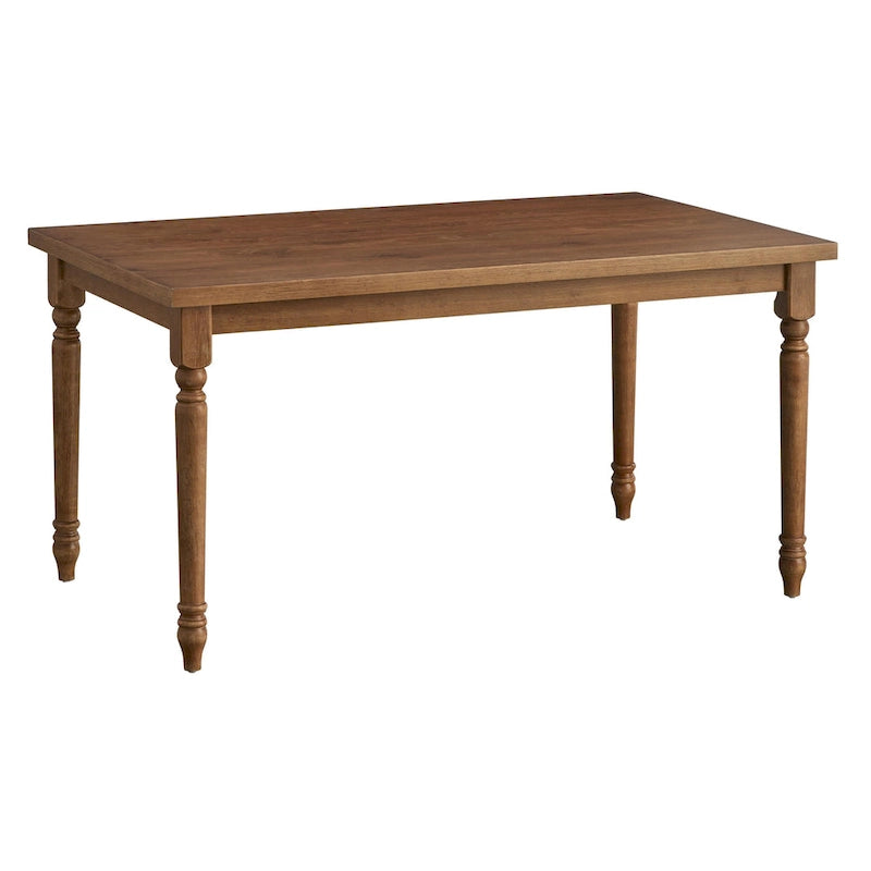 Tavolo da pranzo rettangolare con gambe tornite, 6 posti, in Grigio Patinato / Marrone Rustico / Legno Flottato