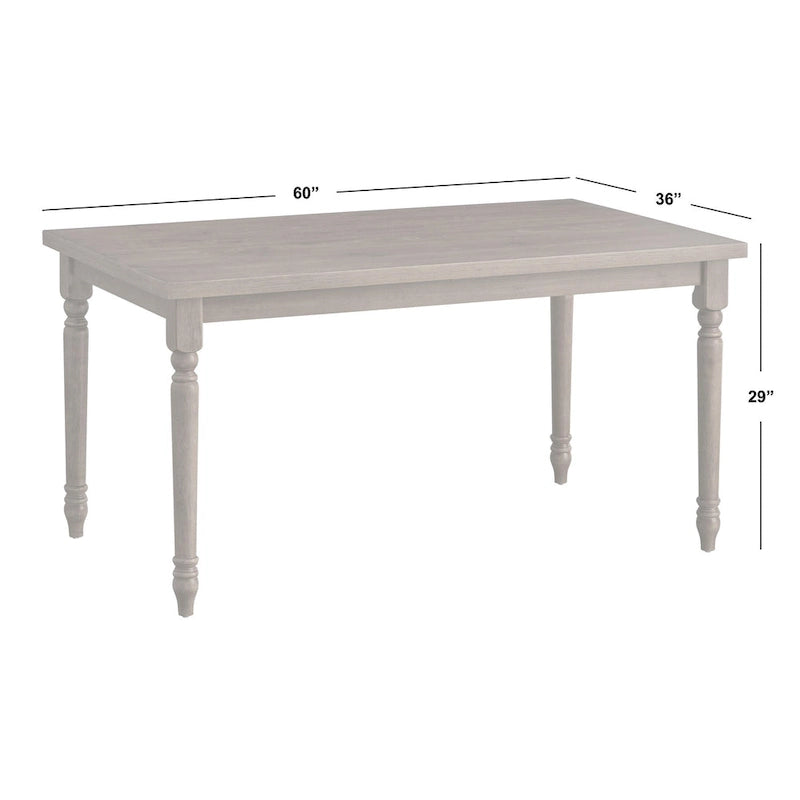 Tavolo da pranzo rettangolare con gambe tornite, 6 posti, in Grigio Patinato / Marrone Rustico / Legno Flottato