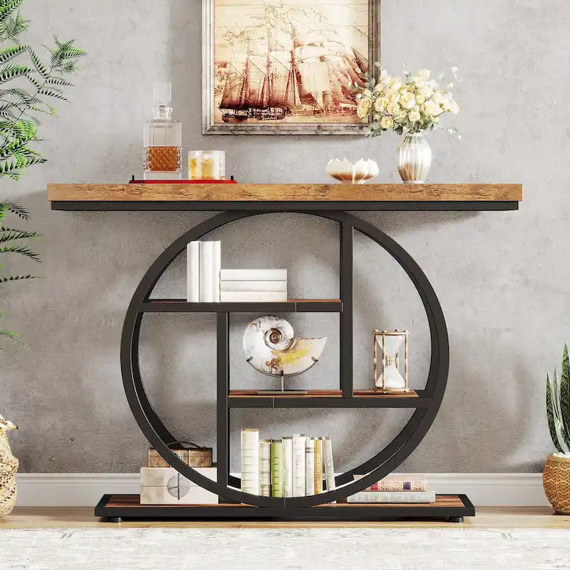 Konsolentisch für den Eingangsbereich, industrieller 4-stufiger Sofatisch hinter dem Sofa