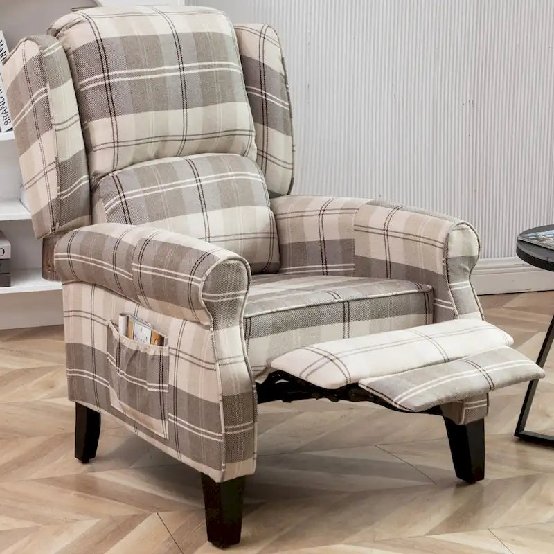 Gepolsterter Pushback-Relaxsessel aus Polyester, Akzentsessel mit hoher Rückenlehne und Armlehnen