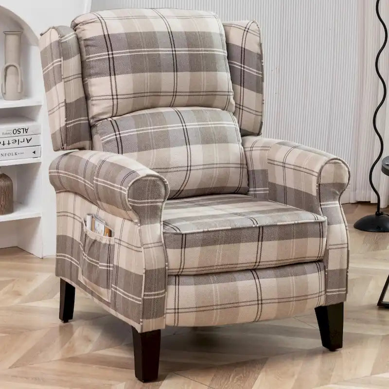 Gepolsterter Pushback-Relaxsessel aus Polyester, Akzentsessel mit hoher Rückenlehne und Armlehnen