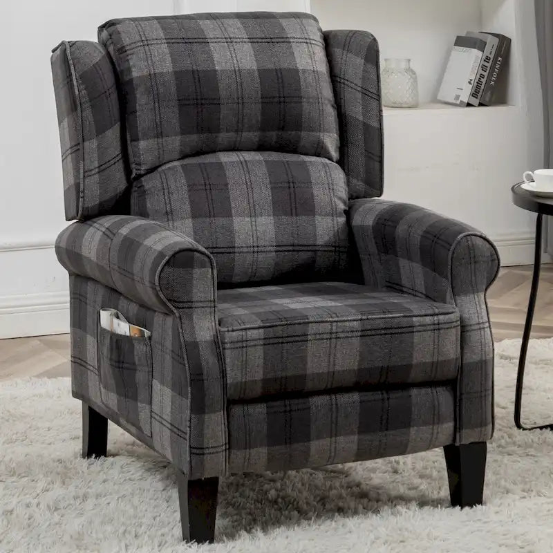 Gepolsterter Pushback-Relaxsessel aus Polyester, Akzentsessel mit hoher Rückenlehne und Armlehnen