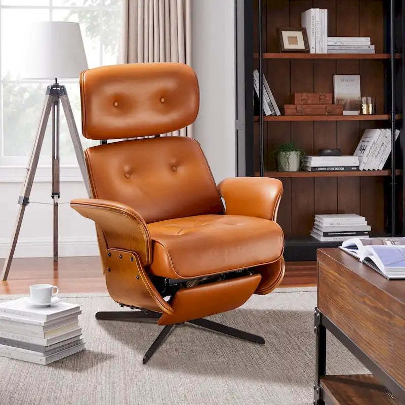 Loungesessel-Relaxsessel aus echtem Leder im Mid-Century-Modern-Stil