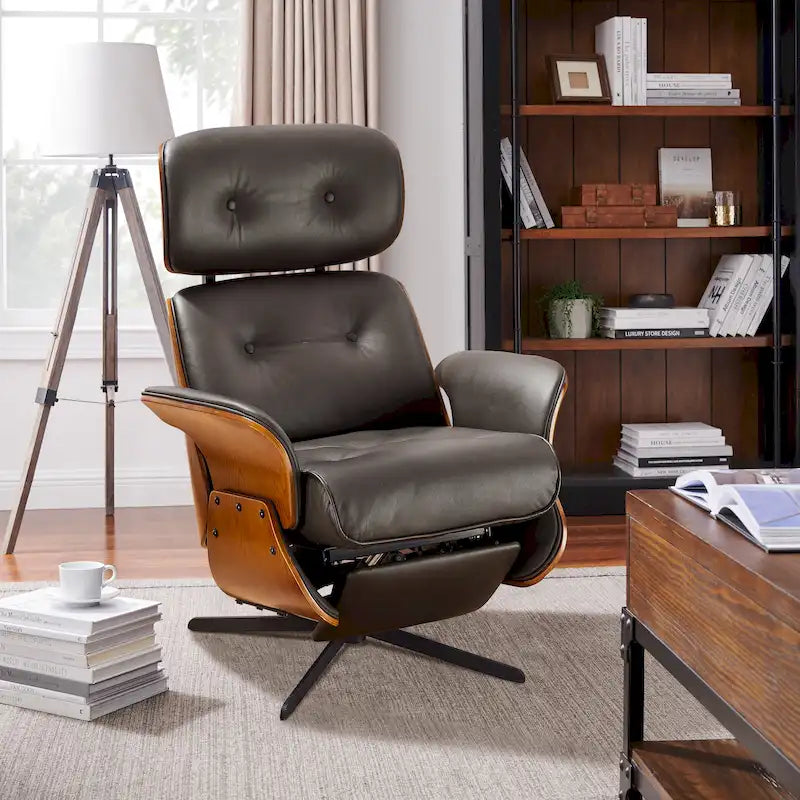 Loungesessel-Relaxsessel aus echtem Leder im Mid-Century-Modern-Stil