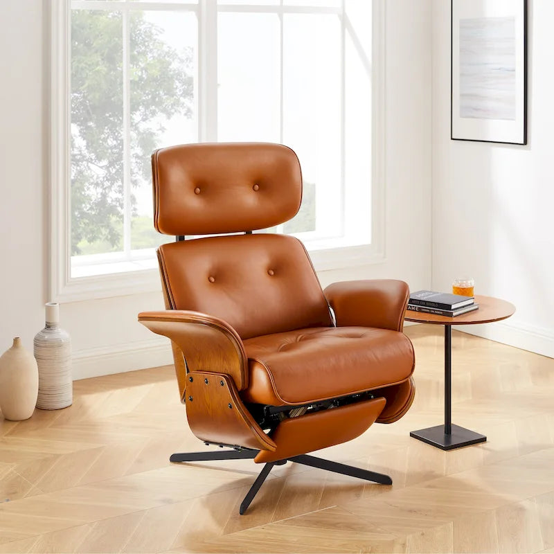 Loungesessel-Relaxsessel aus echtem Leder im Mid-Century-Modern-Stil
