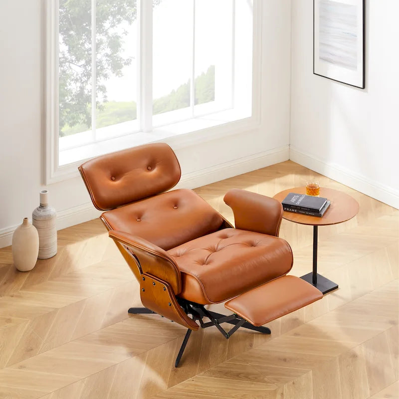 Loungesessel-Relaxsessel aus echtem Leder im Mid-Century-Modern-Stil