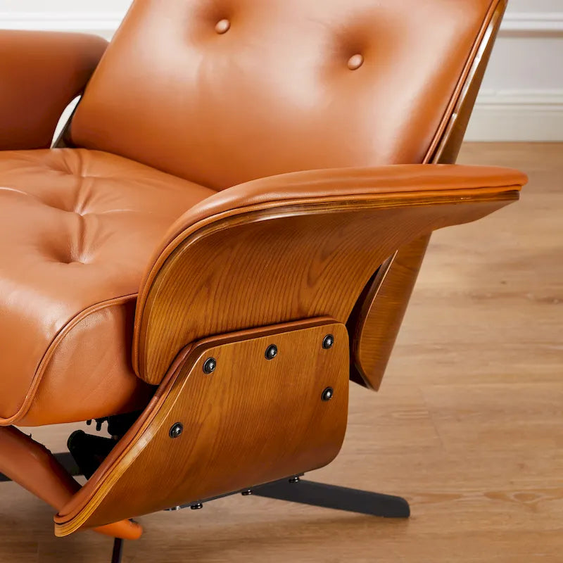 Loungesessel-Relaxsessel aus echtem Leder im Mid-Century-Modern-Stil