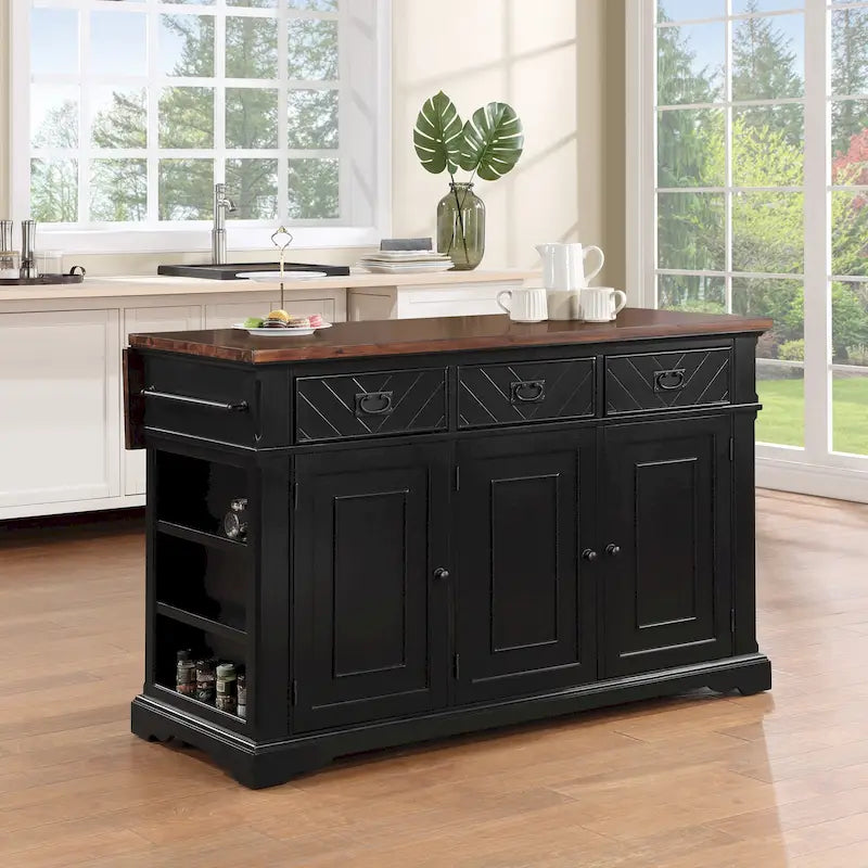 Îlot de cuisine de style maison de campagne avec tiroirs et armoire de rangement