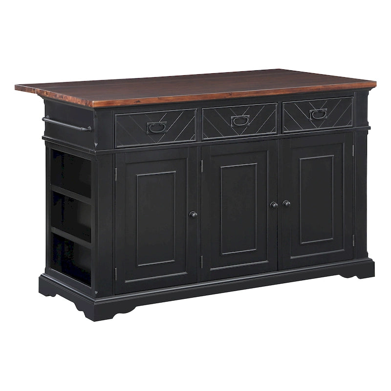 Îlot de cuisine de style maison de campagne avec tiroirs et armoire de rangement
