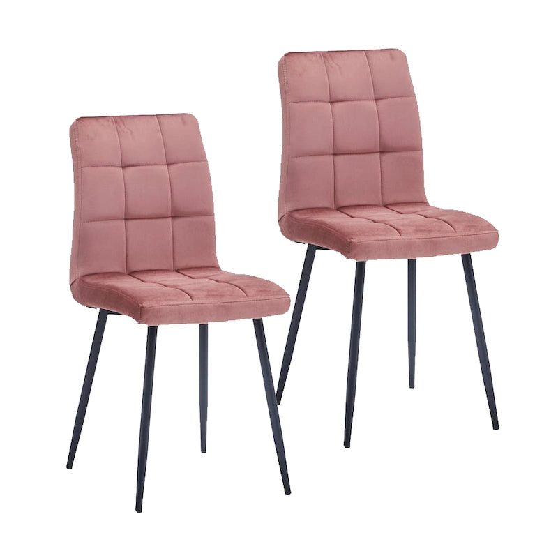 Sedia da pranzo in velluto, stile metà secolo, set da 2 (rosa / nero / verde / grigio / blu)