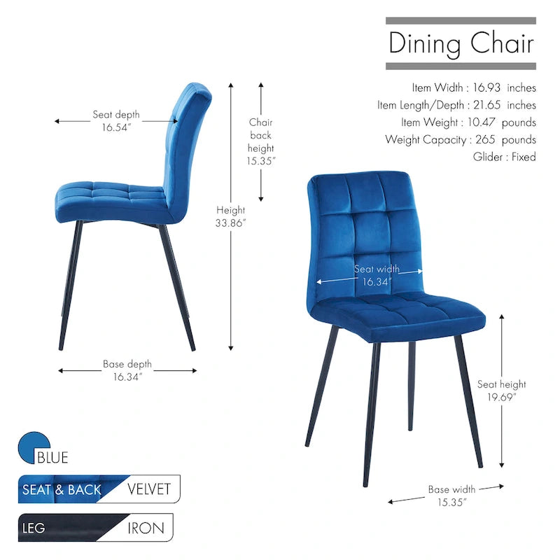Sedia da pranzo in velluto, stile metà secolo, set da 2 (rosa / nero / verde / grigio / blu)
