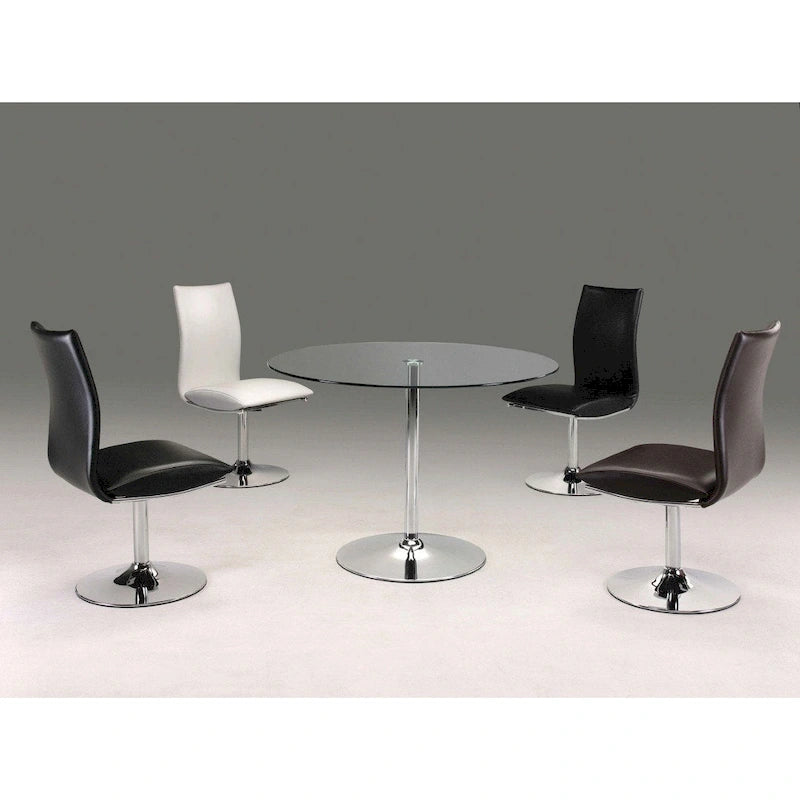 Sedie da pranzo girevoli in similpelle PU bianche/nere con base cromata, set da 2