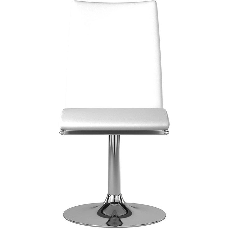 Sedie da pranzo girevoli in similpelle PU bianche/nere con base cromata, set da 2