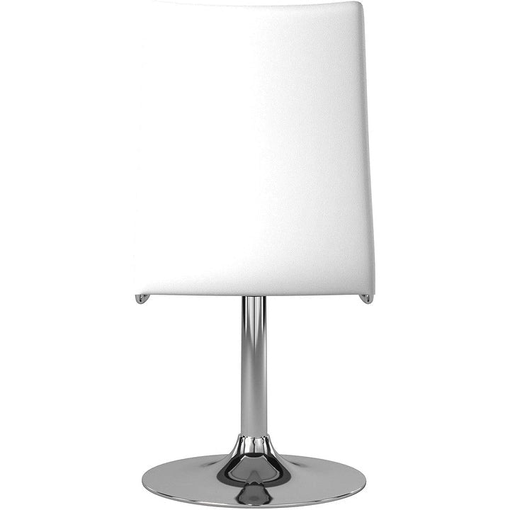 Sedie da pranzo girevoli in similpelle PU bianche/nere con base cromata, set da 2