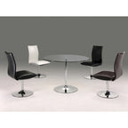 Sedie da pranzo girevoli in similpelle PU bianche/nere con base cromata, set da 2
