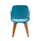 Sedia da pranzo in pelle sintetica blu / verde / bianca / nera, gambe in legno curvato, set da 2