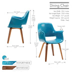 Sedia da pranzo in pelle sintetica blu / verde / bianca / nera, gambe in legno curvato, set da 2