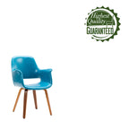 Sedia da pranzo in pelle sintetica blu / verde / bianca / nera, gambe in legno curvato, set da 2