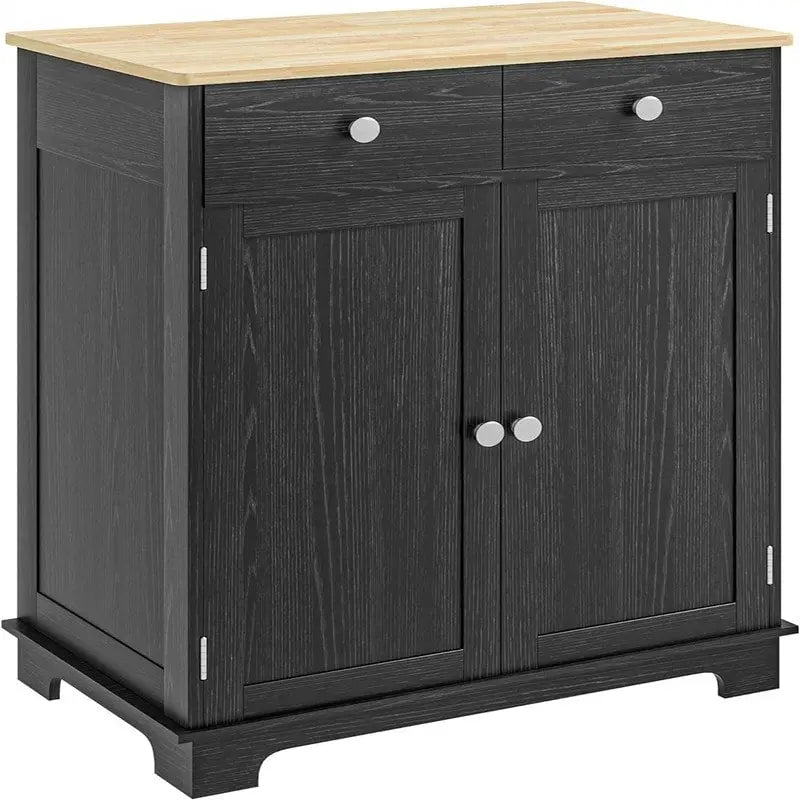 Mobile credenza/buffet a 2 cassetti e 2 ante, nero/bianco/grigio/marrone